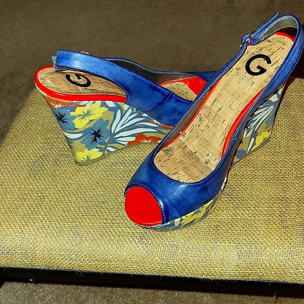 Medium Blue Open Toe Sandal by Guess..  8 1/2